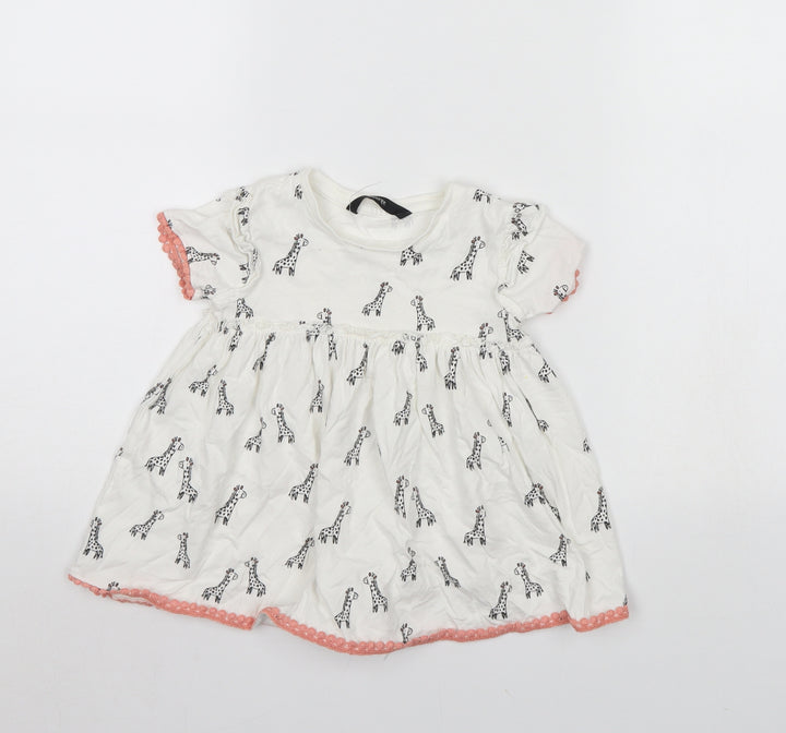 George Girls White Animal Print Basic Blouse Size 2 Years - Giraffe