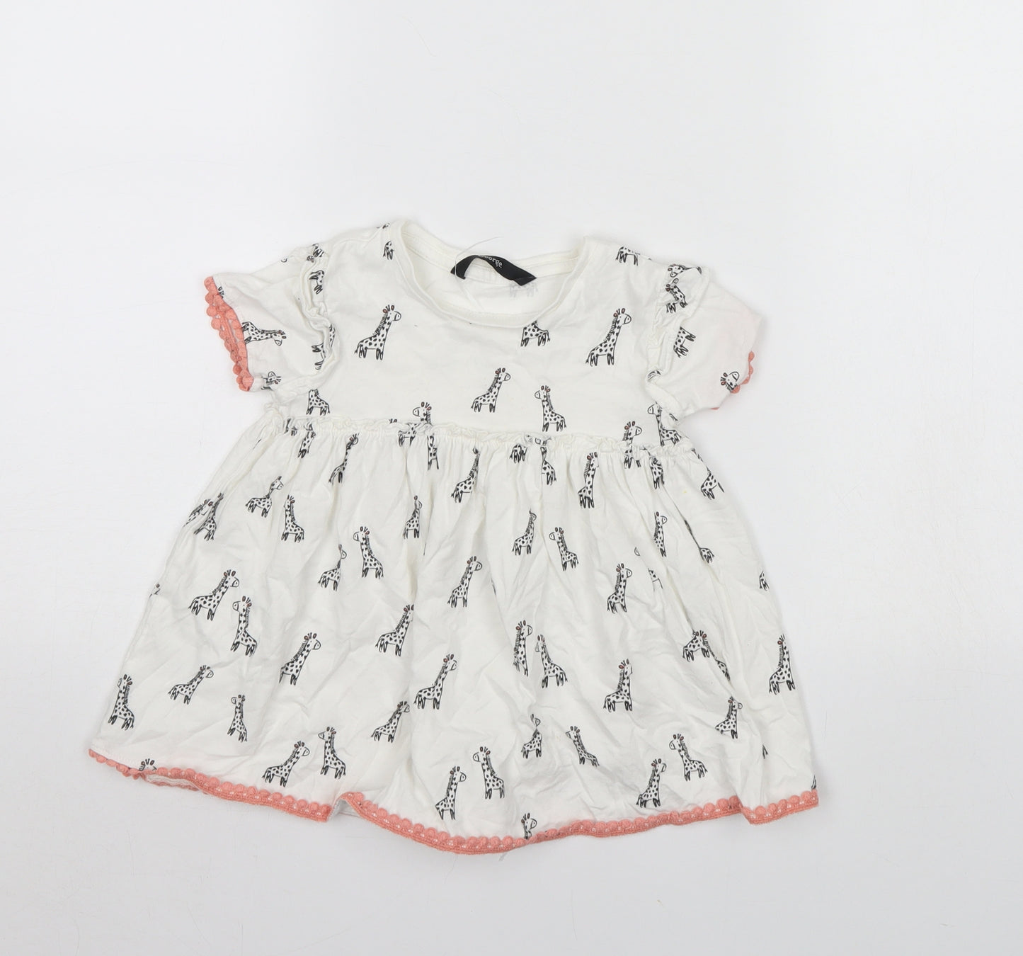 George Girls White Animal Print  Basic Blouse Size 2 Years  - Giraffe