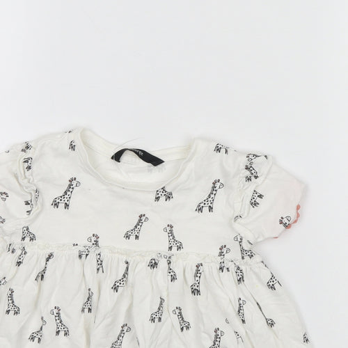 George Girls White Animal Print  Basic Blouse Size 2 Years  - Giraffe