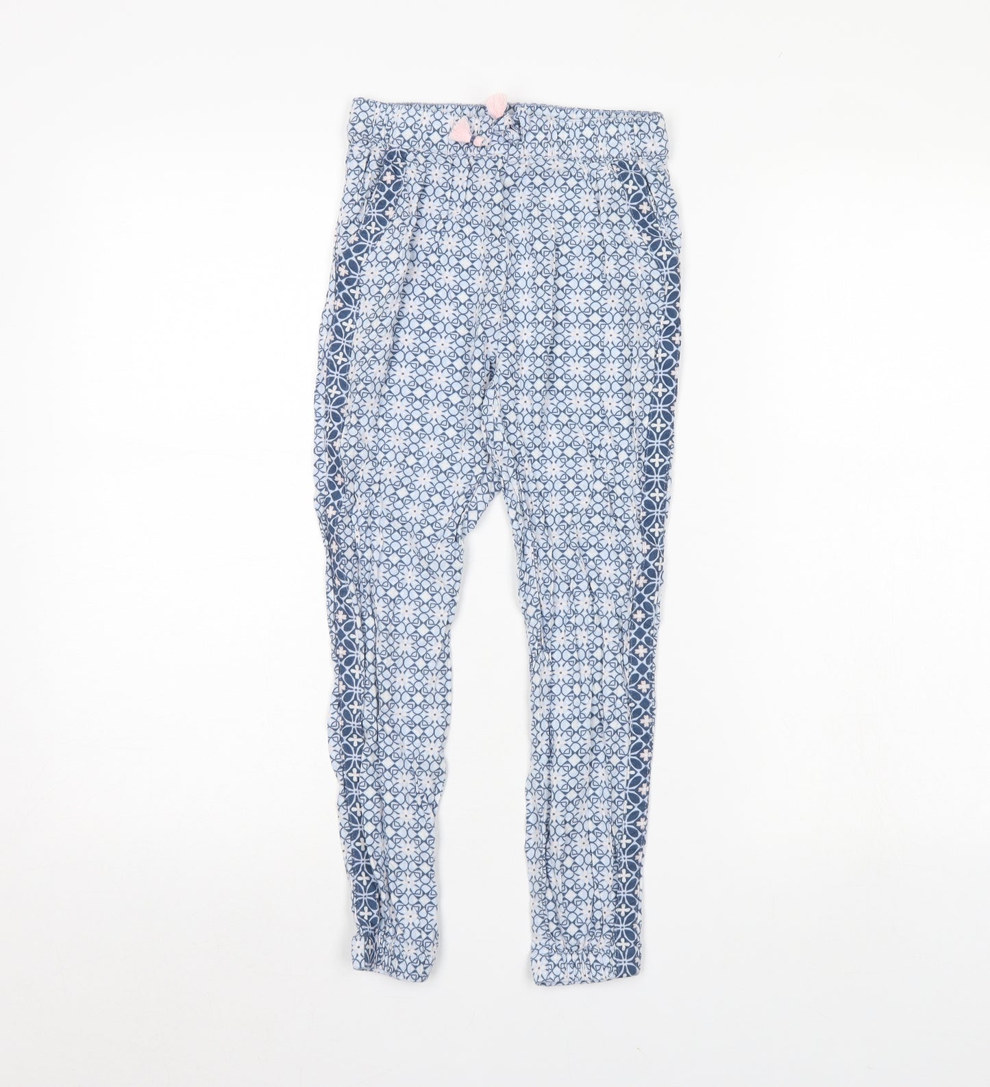 H&M Girls Blue Geometric  Capri Trousers Size 7 Years