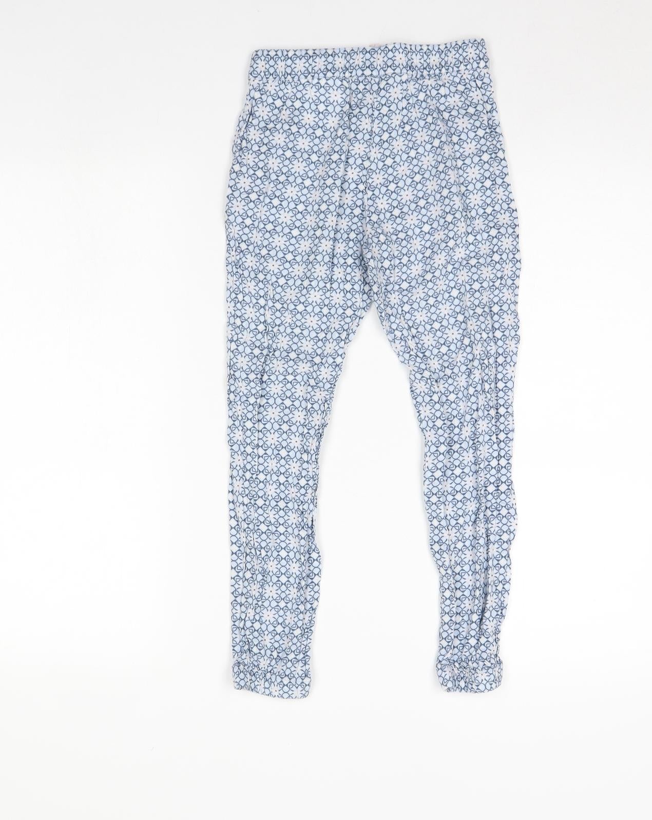 H&M Girls Blue Geometric  Capri Trousers Size 7 Years
