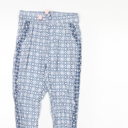 H&M Girls Blue Geometric  Capri Trousers Size 7 Years