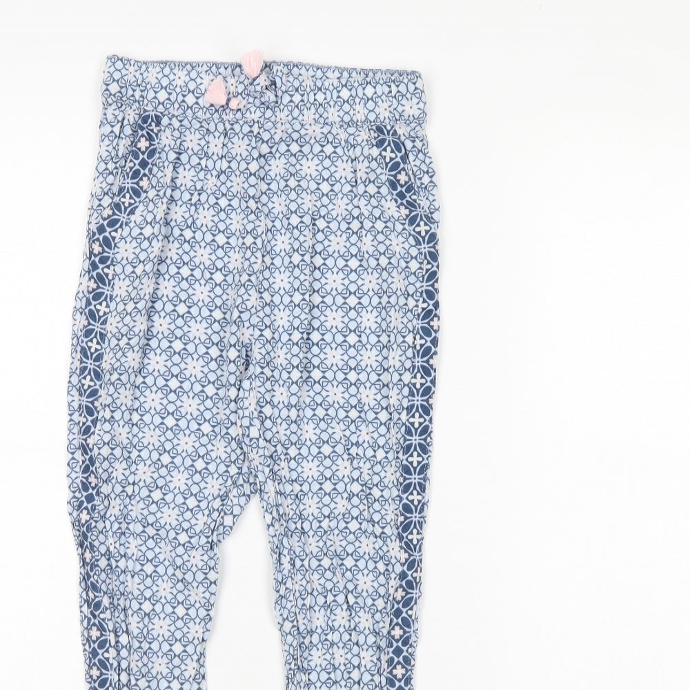 H&M Girls Blue Geometric  Capri Trousers Size 7 Years