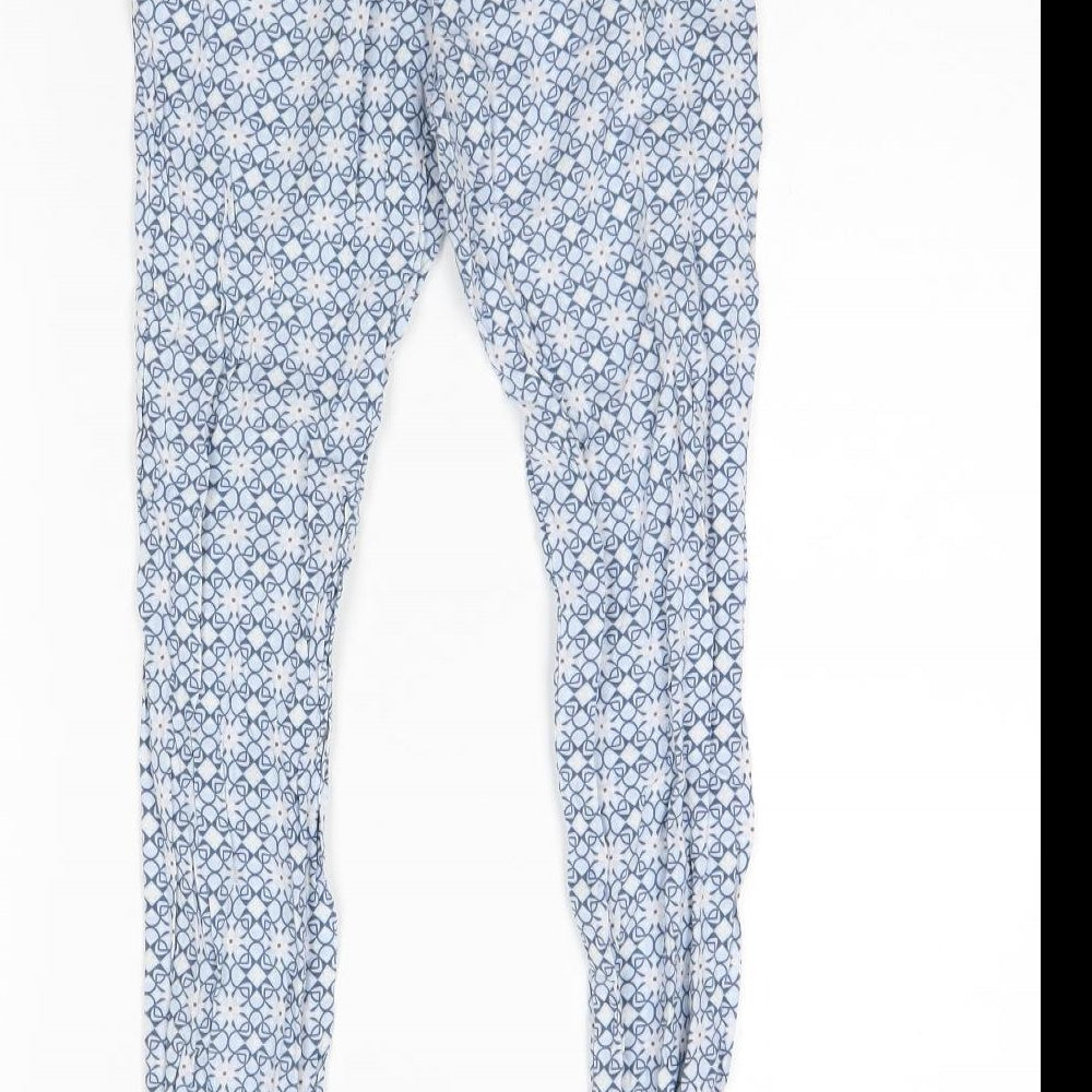 H&M Girls Blue Geometric  Capri Trousers Size 7 Years