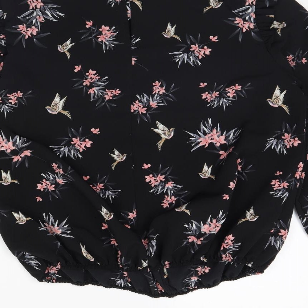 Dorothy Perkins Womens Black Floral  Basic Blouse Size 14
