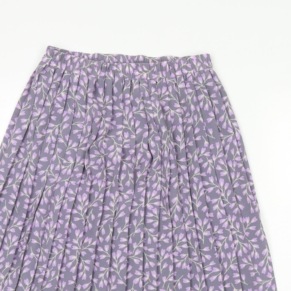 Sarah Hamilton Womens Purple Floral  Flare Skirt Size 12