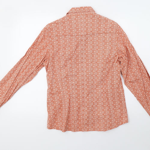 nts Mens Orange Geometric   Polo Size 14