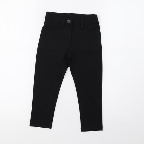 Preworn Girls Black   Pedal Pusher Trousers Size 4-5 Years