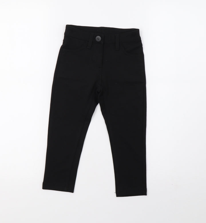Preworn Girls Black Pedal Pusher Trousers Size 4-5 Years
