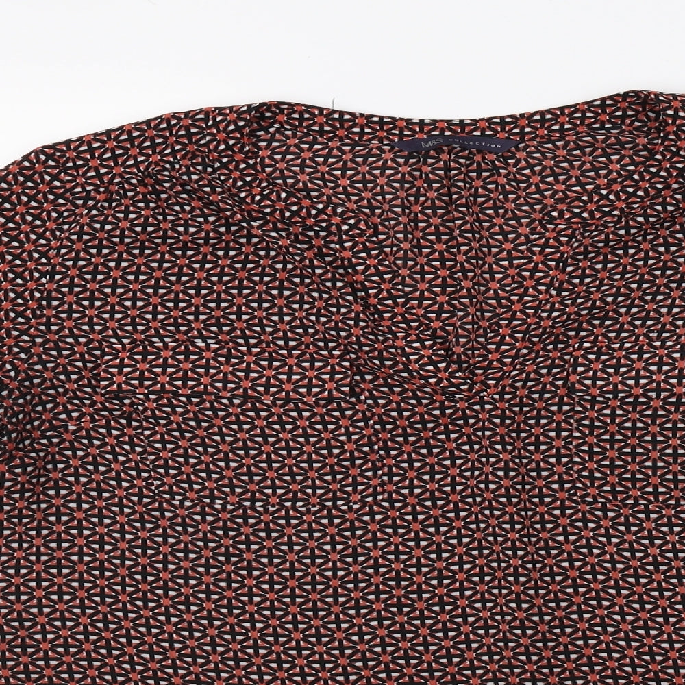 Marks and Spencer Womens Orange Geometric  Basic Blouse Size 12