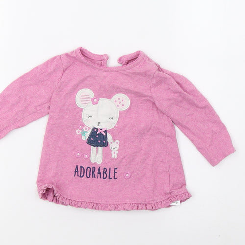 George Girls Pink   Basic T-Shirt Size 6-9 Months