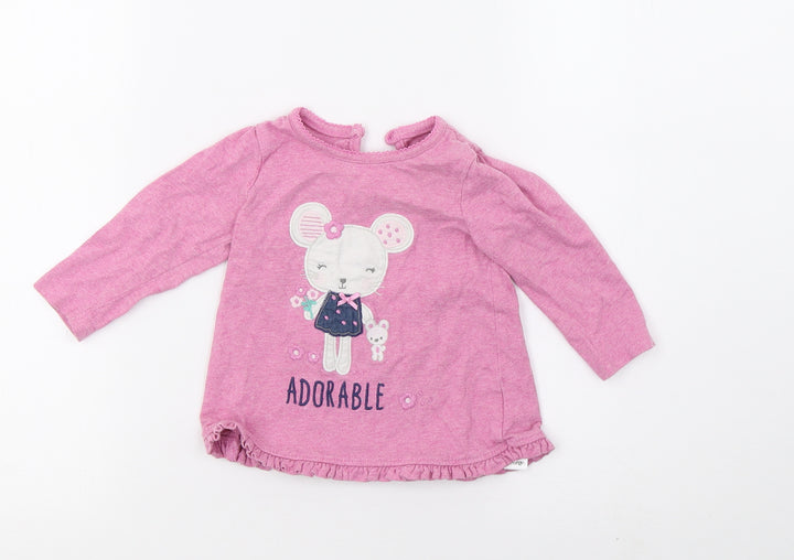 George Girls Pink   Basic T-Shirt Size 6-9 Months