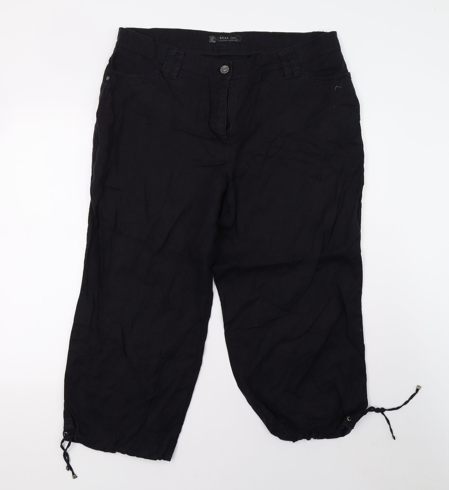 BRAX Womens Black   Cropped Trousers Size 20 L24 in