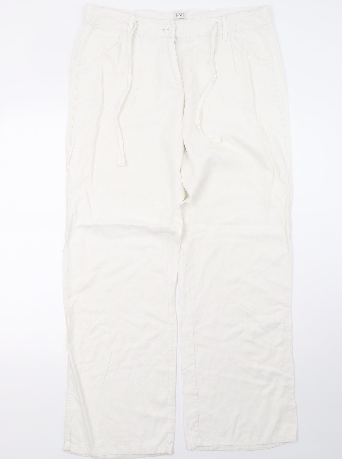 F&F Womens White   Trousers  Size 14 L32 in