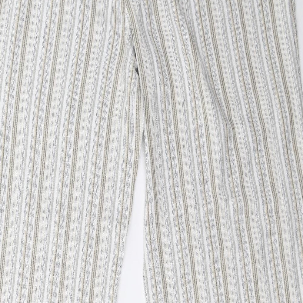 NEXT Womens White Striped  Trousers  Size 16 L35 in