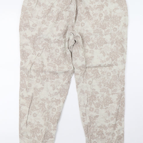 Bonmarché Womens Beige Floral  Trousers  Size 14 L28 in