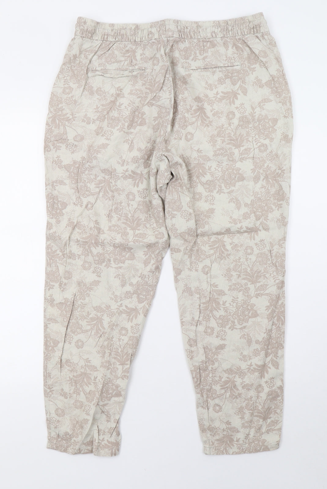 Bonmarché Womens Beige Floral  Trousers  Size 14 L28 in