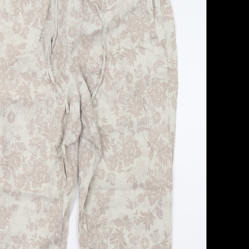 Bonmarché Womens Beige Floral  Trousers  Size 14 L28 in