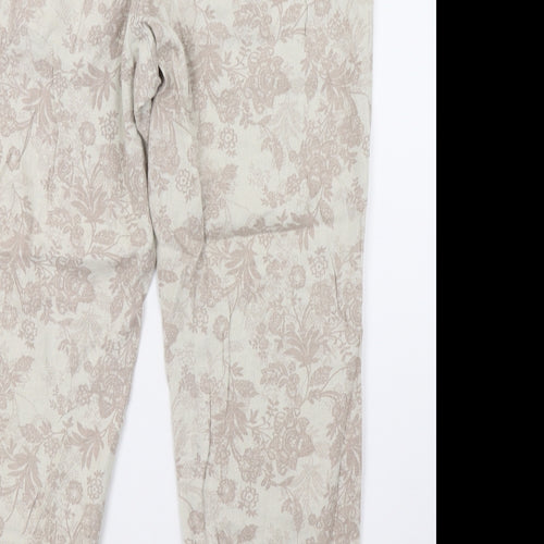 Bonmarché Womens Beige Floral  Trousers  Size 14 L28 in