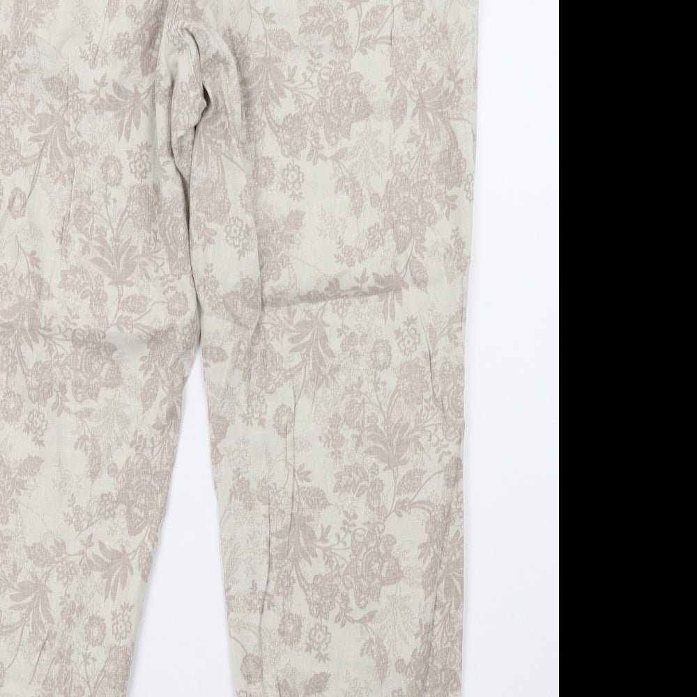 Bonmarché Womens Beige Floral  Trousers  Size 14 L28 in