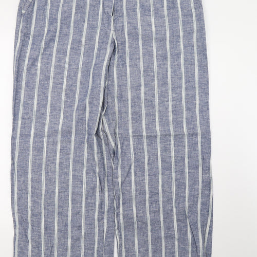 Marks and Spencer Womens Blue Striped  Trousers  Size 18 L30 in
