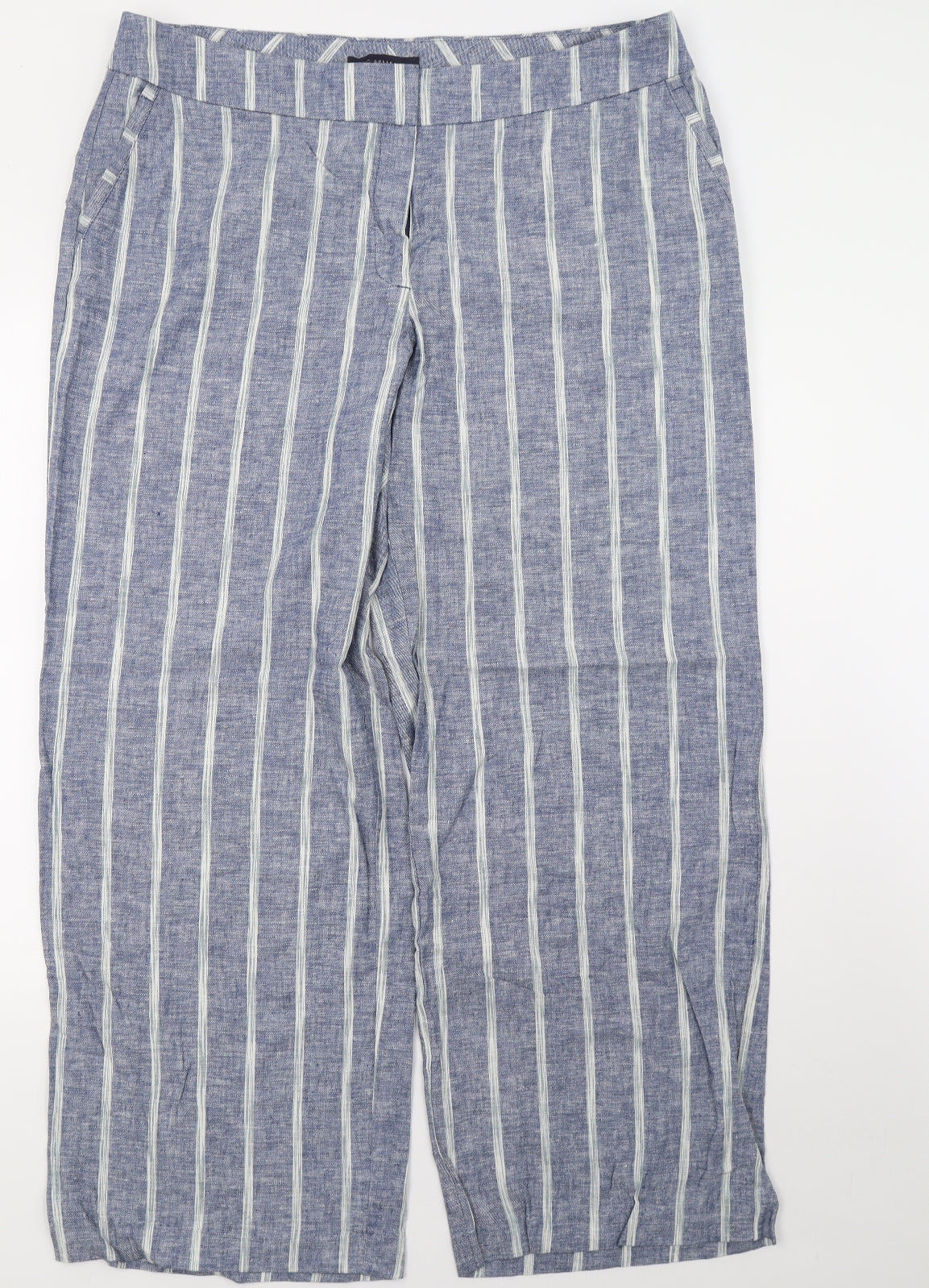 Marks and Spencer Womens Blue Striped  Trousers  Size 18 L30 in