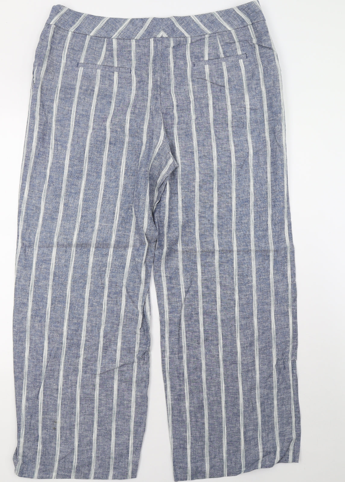 Marks and Spencer Womens Blue Striped  Trousers  Size 18 L30 in