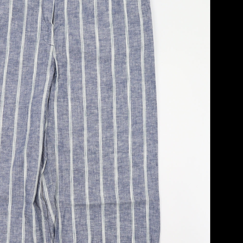 Marks and Spencer Womens Blue Striped  Trousers  Size 18 L30 in