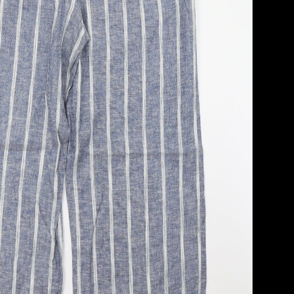 Marks and Spencer Womens Blue Striped  Trousers  Size 18 L30 in