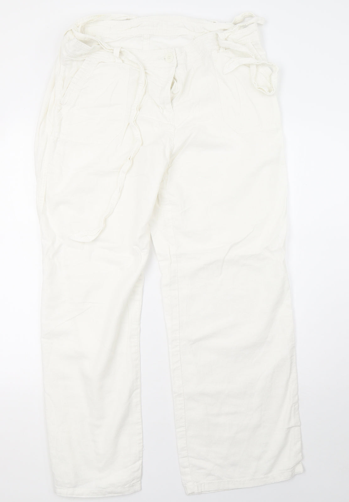 Preworn Womens White   Trousers  Size 16 L31 in