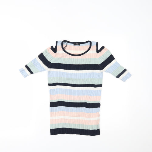 F&F Womens Multicoloured Striped  Basic Blouse Size 10