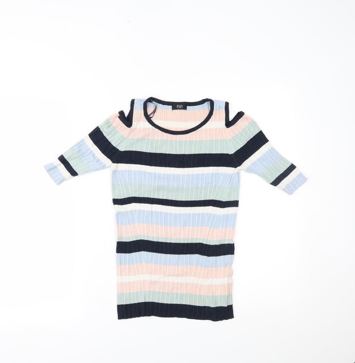 F&F Womens Multicoloured Striped Basic Blouse Size 10