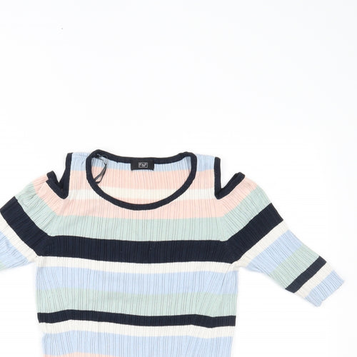 F&F Womens Multicoloured Striped  Basic Blouse Size 10
