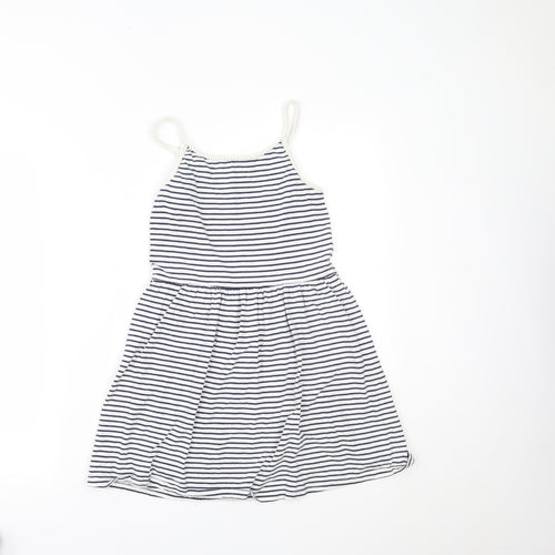 NEXT Girls White Striped  Fit & Flare  Size 9 Years