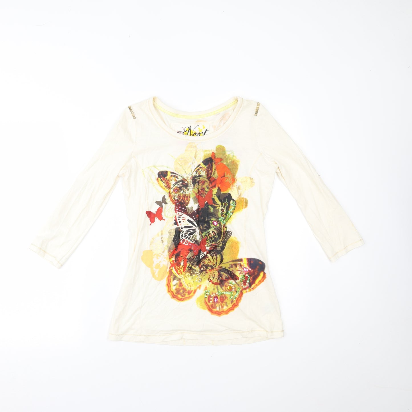 NEXT Womens Ivory Floral  Basic T-Shirt Size 6
