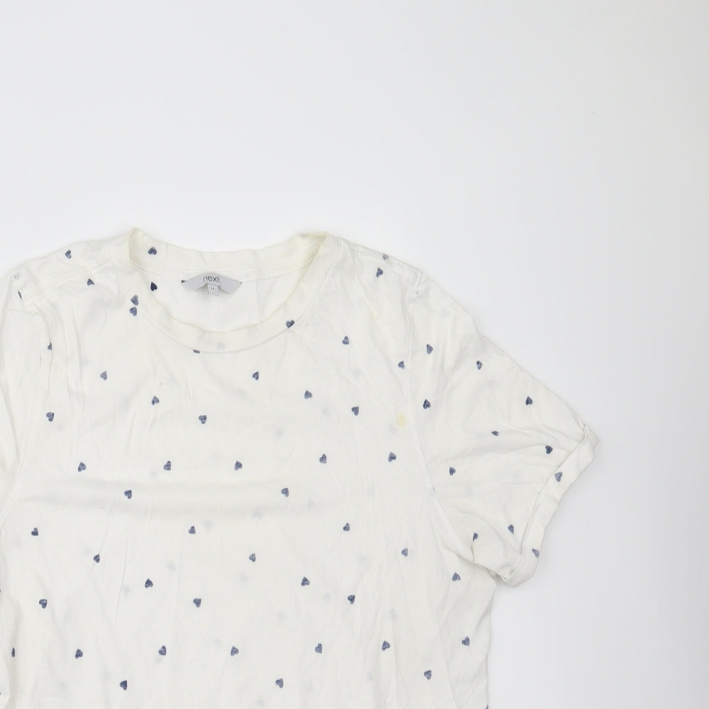 NEXT Womens White Polka Dot  Basic T-Shirt Size 14
