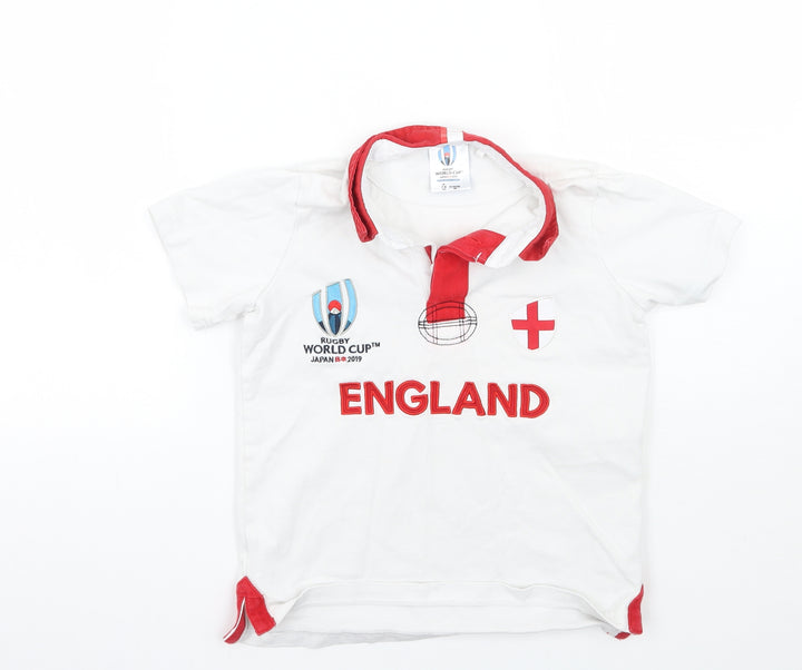Rugby World Cup 2019 Girls White Basic Polo Size 7-8 Years - England