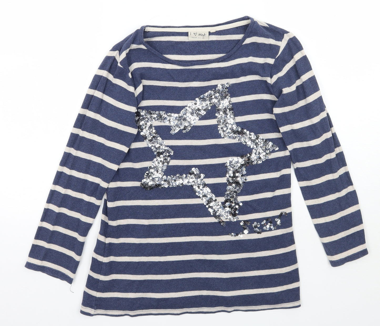 NEXT Girls Blue Striped  Basic T-Shirt Size 8 Years