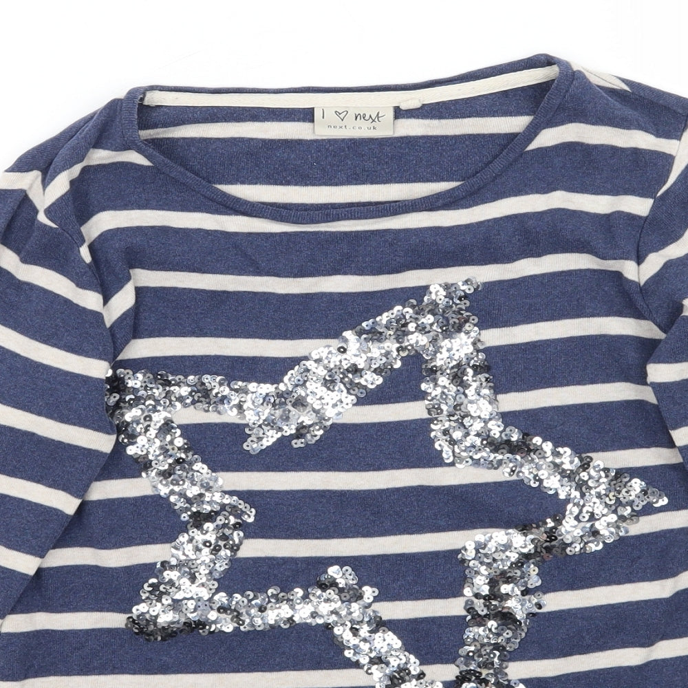 NEXT Girls Blue Striped  Basic T-Shirt Size 8 Years