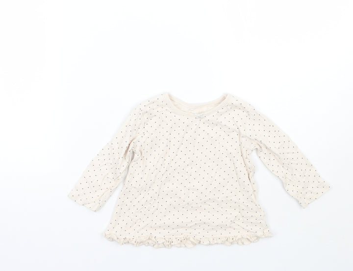 George Girls Ivory Polka Dot  Basic T-Shirt Size 9-12 Months