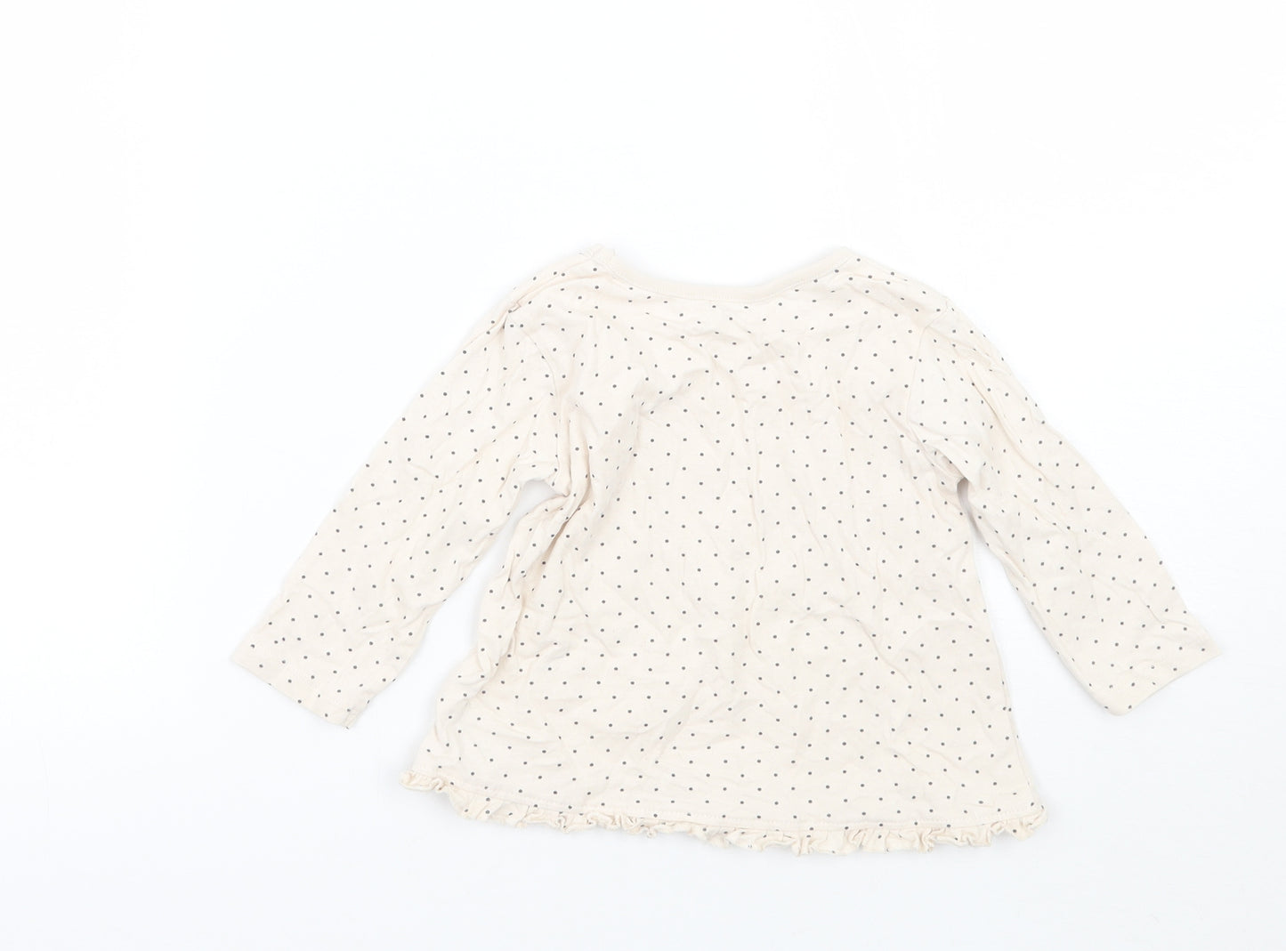 George Girls Ivory Polka Dot  Basic T-Shirt Size 9-12 Months