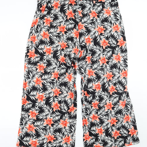 George Womens Black Floral  Trousers  Size 18 L24 in