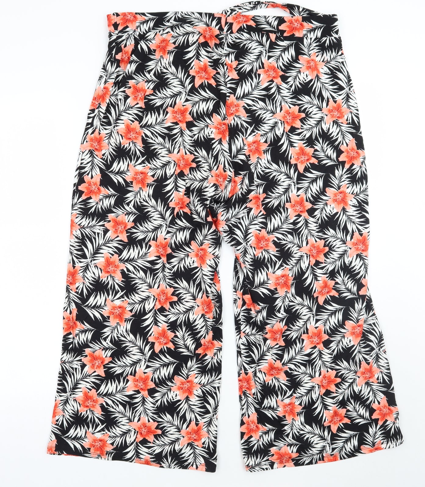 George Womens Black Floral  Trousers  Size 18 L24 in
