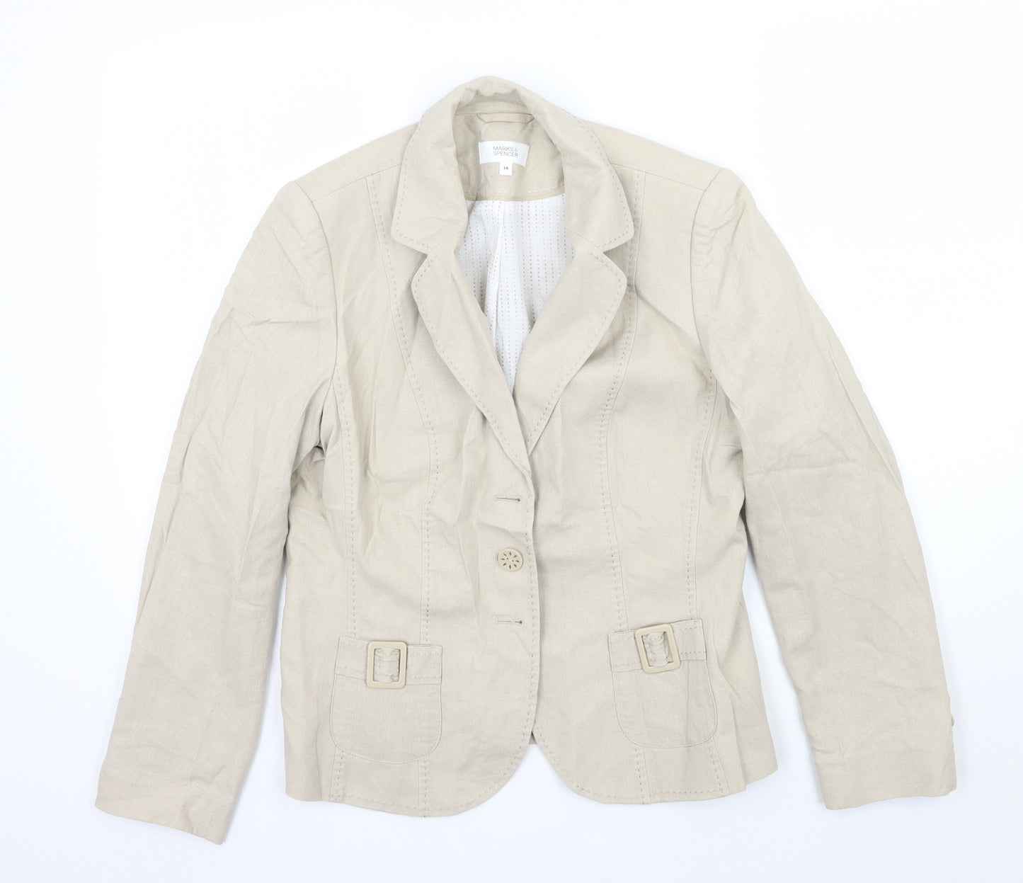 Marks and Spencer Womens Beige   Jacket Blazer Size 14