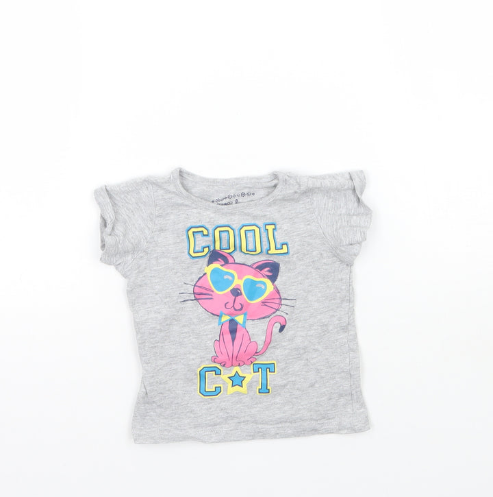 Pep&co Girls Grey   Basic T-Shirt Size 9-12 Months