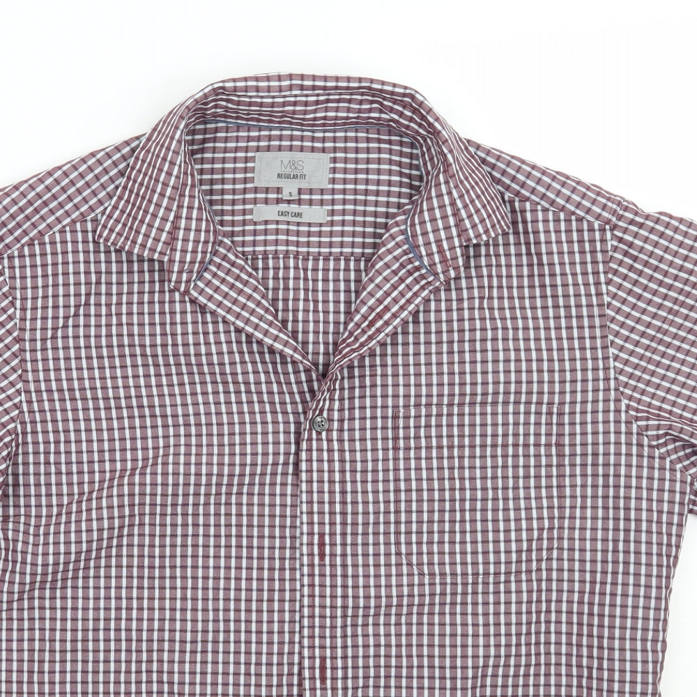 Marks and Spencer Mens Purple Check   Button-Up Size S