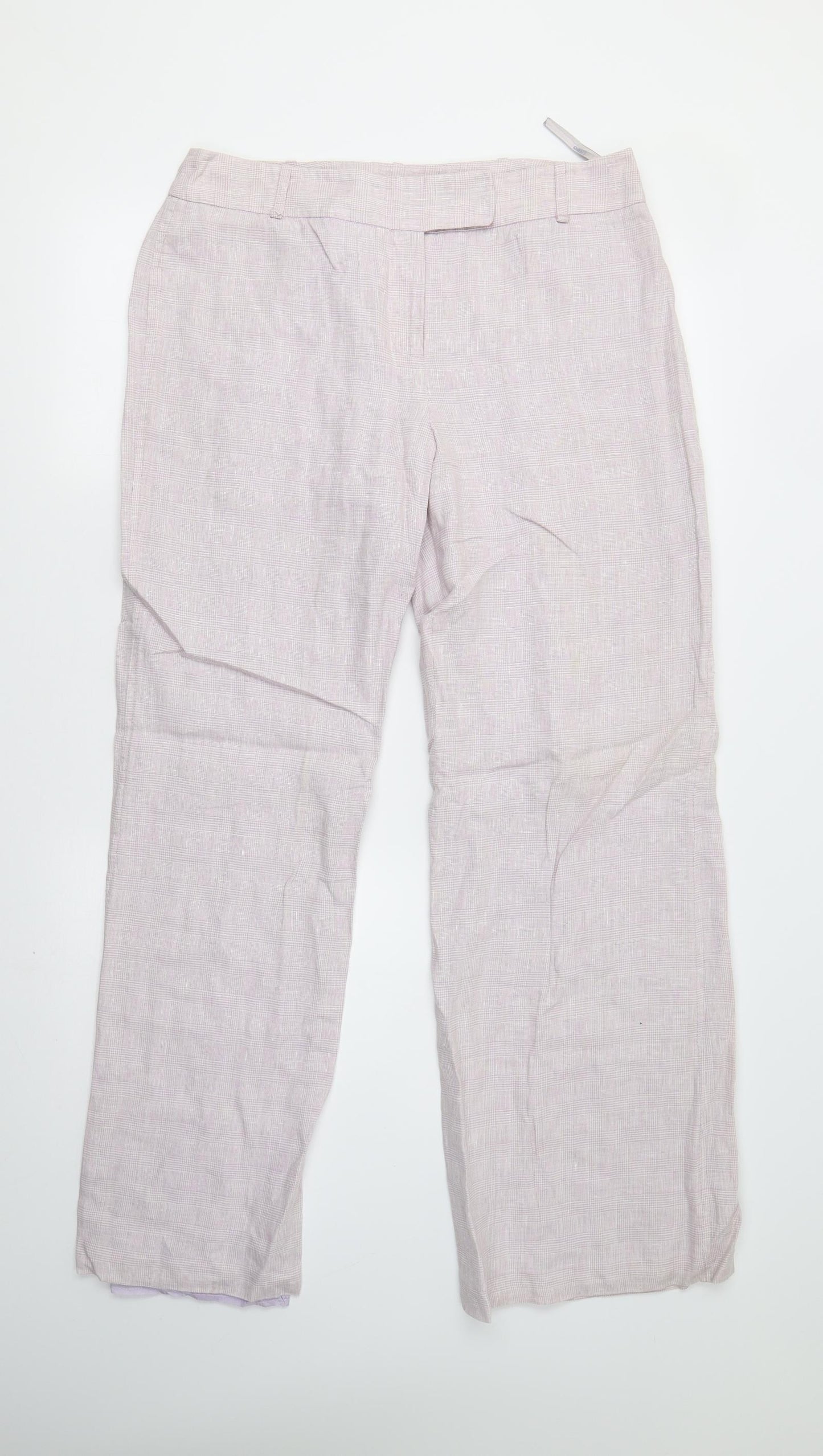 Oasis Womens Pink Check  Trousers  Size 14 L30 in