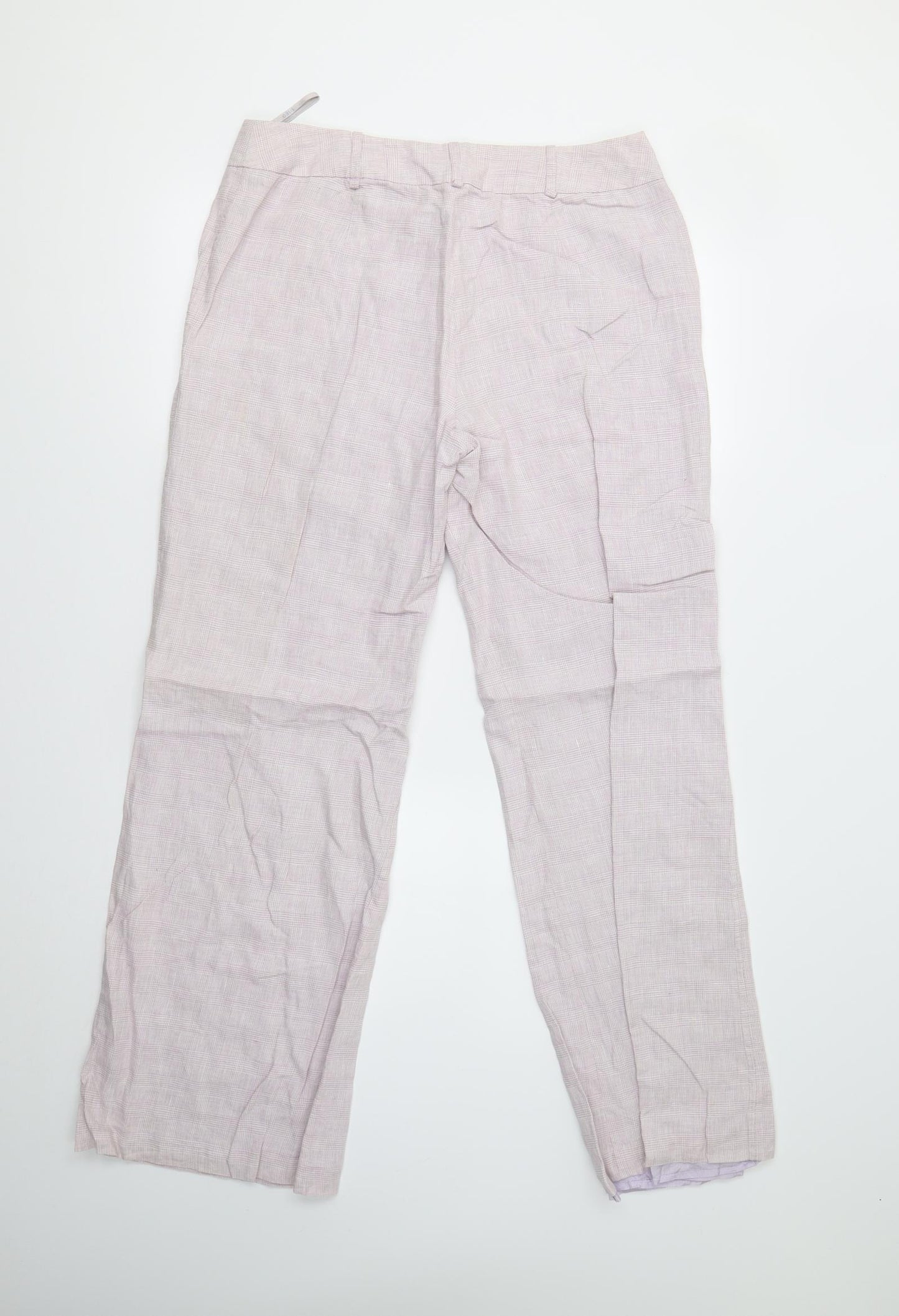 Oasis Womens Pink Check  Trousers  Size 14 L30 in
