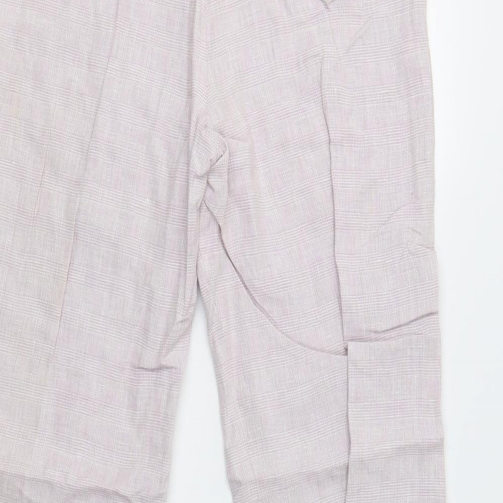 Oasis Womens Pink Check  Trousers  Size 14 L30 in