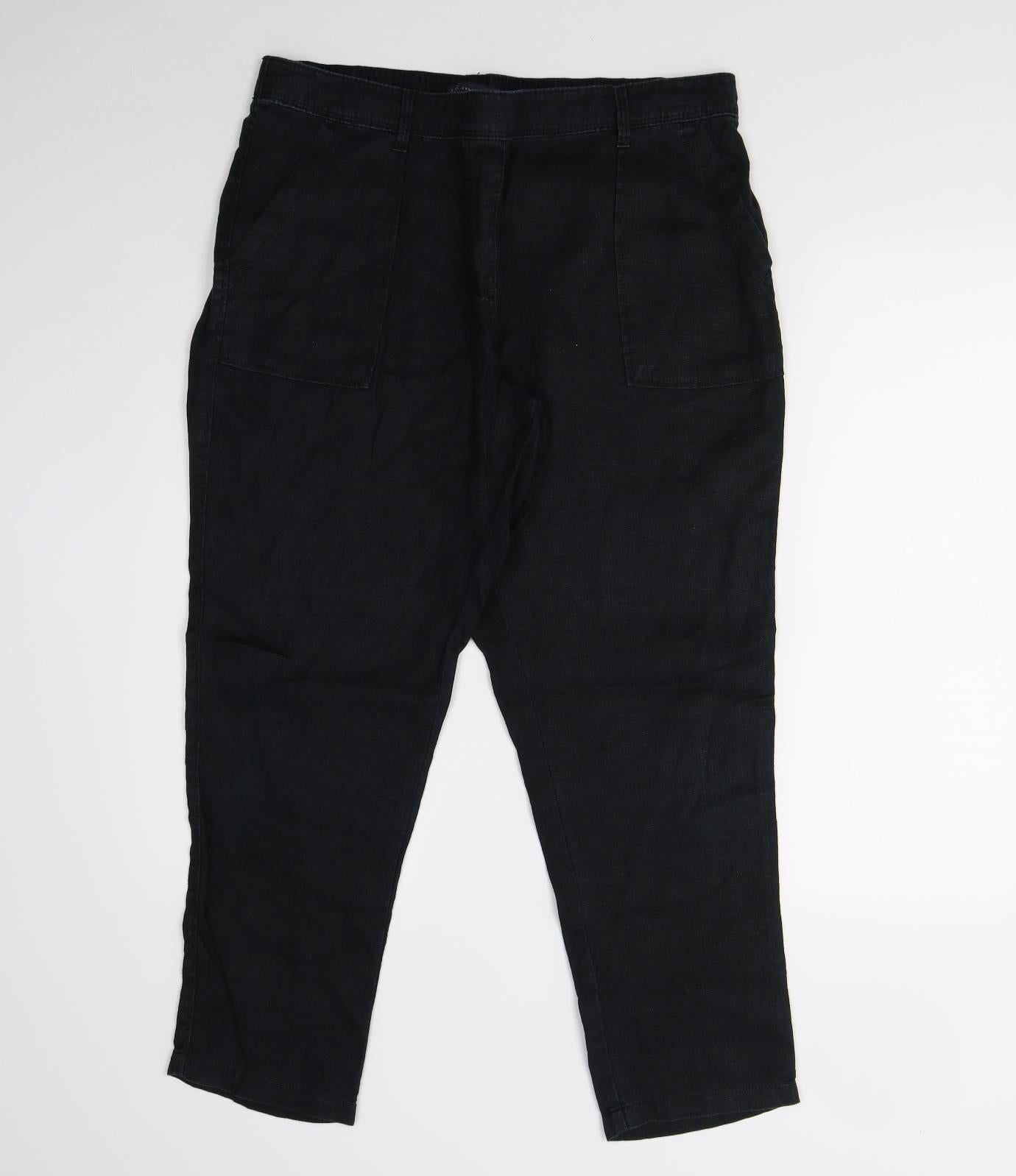 M&S Womens Black   Trousers  Size 16 L26 in